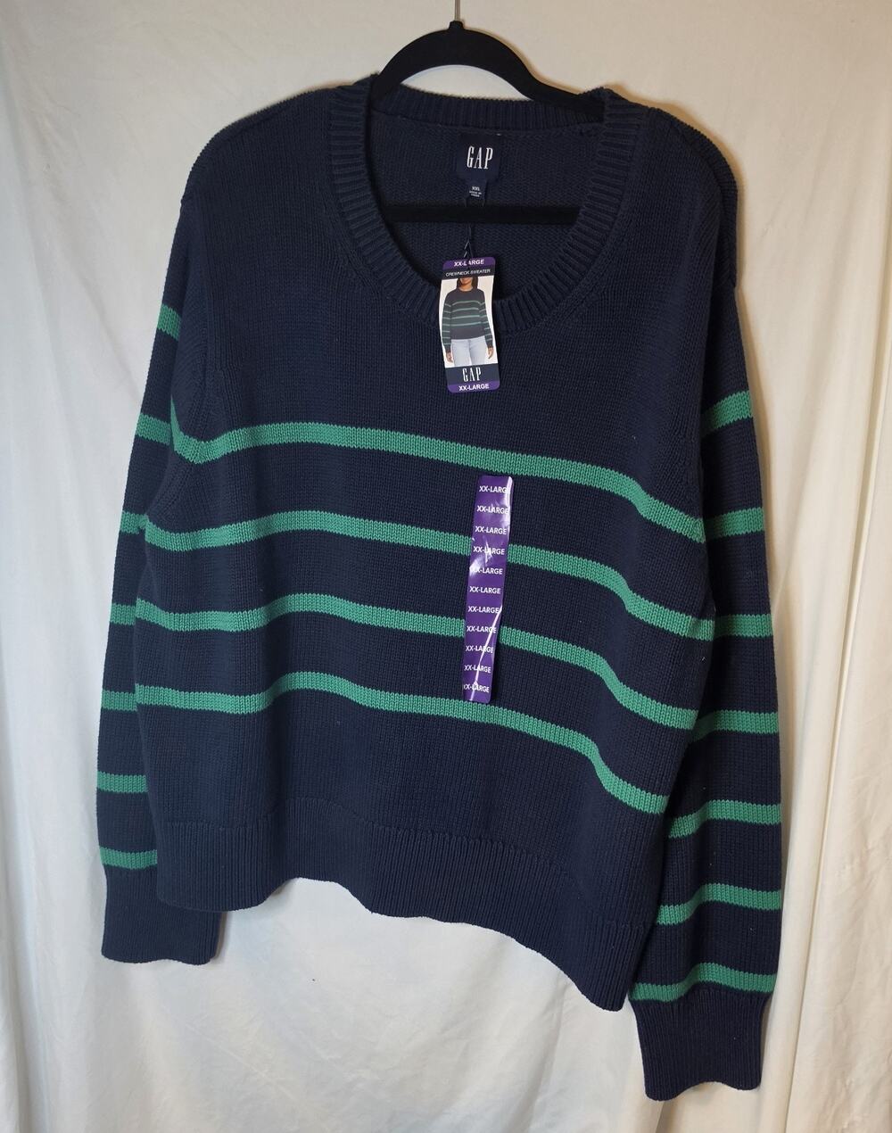 GAP 2xl Sweater Women's Nwt Navy Green Stripe Warm Cozy Hygge